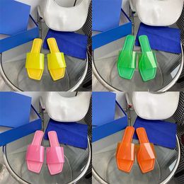 waterproof jelly shoes UK - Designer Women Slippers Leather Lady Slipper Multi-Color Jelly Flat Bottom Fashion Solid Color Letter Outdoor Water-Proof Beach Shoes large size with box