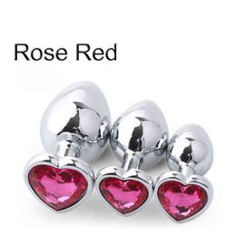 Sex Anal Toys Smooth Metal Butt Plug Set Ass for Women Crystal Jewelry Heart Steel Erotic Massager 1211