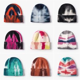 Autumn and winter tie-dye knit cap Hip hop warm beanie cold hat