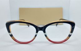Newest Women Sexy Cateye Plank Glasses Frame 52-19-145 Imported Fullrim+Plaid Leg for Prescription Glasses fullset box
