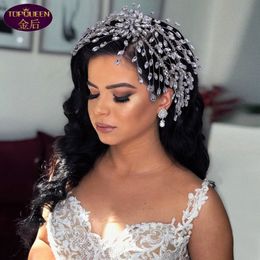 Heavy Beading Luxurious Bridal Headpieces Headband 2022 Dubai Arabic Sparkly Crystals Diamonds Crowns Tiaras For Women Hair Accessories Jewellery Ornaments AL9695
