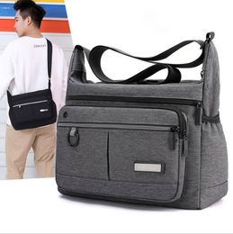 3pcs Men Oxford Plain Double Zipper Pouch Large Capacity Waterproof Sport Phone Messenger Bag Mix Color