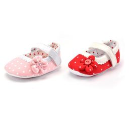 First Walkers Baby Girl Shoes Toddler Infant Cotton Outdoor Walking Fabric Soft Sole Polka Dot Prewalker Crib Pink Heart