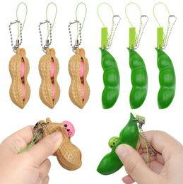 Decompression Edamame Peanuts Toys Squishy Squeeze Peas Beans Keychain Anti Stress Adult Toy Rubber Boys Xmas Gift Fidget Toys
