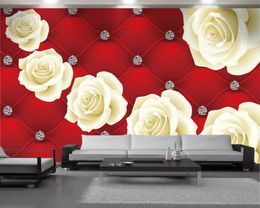 Diamond Flowers 3D Wallpaper Wall Wallpaper Living Room Bedroom Background Wall Romantic Flower 3d Wall Paper