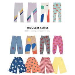 Children's Pants 2021SS Spring and Summer BC New Ins Girls Printed Trousers Leggings Loose Wide-leg Pants Boy Sport Pants 210303