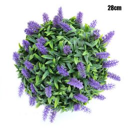 Decorative Flowers & Wreaths Homemade Purple Lavender Hanging Topiary Ball Flower Plant Decor Basket Pot Handmade TUE88