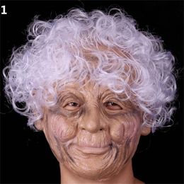 Party Adult Scary Old Woman Grandma Full Face Latex Masks Christmas Halloween navidad Y200103