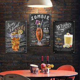 Vintage Cocktail Metal Sign Kitchen Bar Accessories Wall Decor Tin Signs Shabby Chic Man Cave Club Poster Decorative Plate Q0723