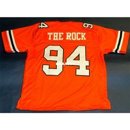 001 DWAYNE JOHNSON MIAMI HURRICANES OR THE ROCK BALLERS real Full embroidery College Jersey Size S-4XL or custom any name or number jersey