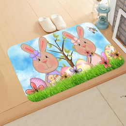 NEWHappy Easter Carpets Doormat Bunny Egg Pattern Floor Mat Anti-Slip Washable Bathroom Rugs CCE11497