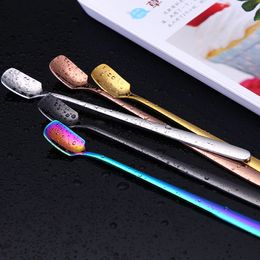 Stainless Steel Square Spoons Long Handle Coffee Cocktail Stirring Spoon Ice Cream Dessert Scoops Home Kitchen Supplies BH5141 TYJ