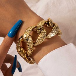 Docona Gothic Gold Color Hollow Irregular Bracelets Punk Personality Acrylic Geometric Bangles for Women Jewelry Gifts 16666 Q0719