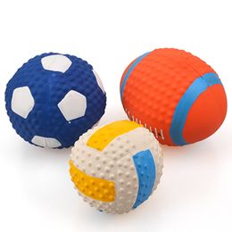 Rugby Little Dog Pet Toy Volleyball Football Dogs Cotton Filling Latex Press Sound Ball Pets Squeak Toys WLL933