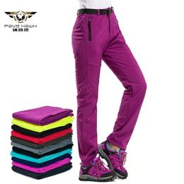 Women's Winter Warm Cargo Stretch Pants Casual Fleece Snow Waterproof Soft Shell Long Trousers Tactical Work S-3XL 211115