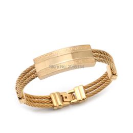 Men Jewelry Classic Fashion Bracelet New Stainless Steel Wire Gold Bracelet Cool Jewelry Titanium Q0717