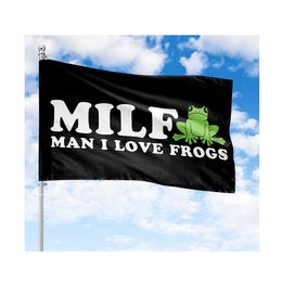 MILF Man I Love Frogs Flag 3X5FT 100D Polyester High Quality Vivid Color With Two Brass Grommets