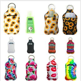 53 Colors Printing 30ml Party Hand Sanitizer Neoprene Keychain Mini Bottle Cover White Color Rectangle Shape Chapstick Holder