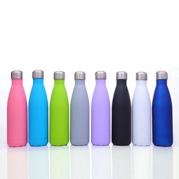 Hot 17OZ Rubber Paint Water Bottle Water Cup Insulation Mug 500ML Vacuum Bottle Sports Stainless Steel Bowling Shape Travel Mugs T500485