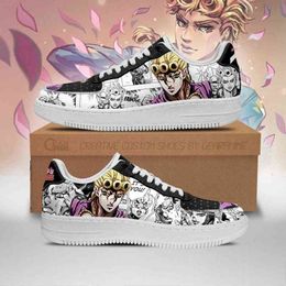 Diy Anime Fan Sneakers Shoes Boots Giorno Giovanna Manga Style Jojo's Gift Mens Trainers Breathable Mesh Athletic Road Running nastics