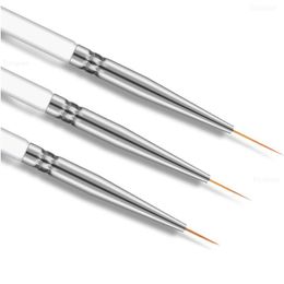 3pcs Nail Art Brush Transparent Acrylic Carving Extension Builder Kolinsky Polish Uv Gel Painting Pen French Lines Drawi