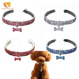 Dog Collars & Leashes Pet Necklace Rhinestone Collar Bling Crystal Shiny For Cat Party Accessory