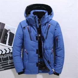 Brand Mens Down Jacket Fashion Personality Zipper Pocket Winter Mens Jackets and Coats Thick Warm Hooded Loose Down Jacket 201225