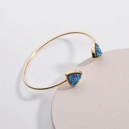 Gold Faux Druzy Adjustable Open Triangle Bangles Bracelets 2021 Fashion Jewelry Wholesale Bangle