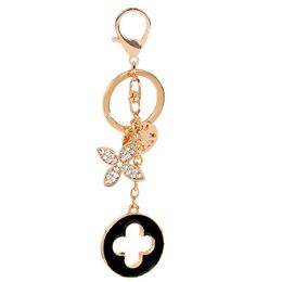 Keychains & Lanyards Keychains Beautiful Four-leaf Clover Keychain Exquisite Metal Fashion Car Pendant Key Ring Women's Bag Charm Gift MAJC