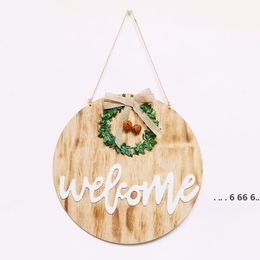 newWood Pendant Artificial Plant Handicraft Decoration Pendant Pastoral Style Wooden Round Plate Decor Ornaments Gifts Wood Crafts EWE5099