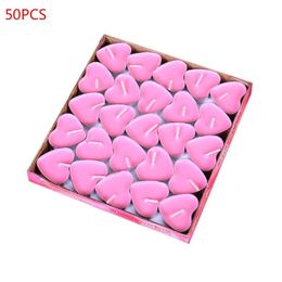 50Pcs/box Love Heart Tealight Candles Smokeless Candle Valentine Proposal Gift 210310