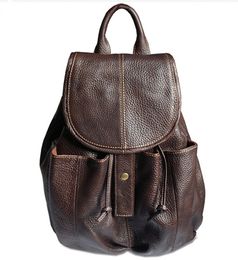 Fashion Vintage Brown Girls women leather backpack women backpack leather genuine school backpacks Korean