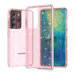 Glitter Transparent Clear Phone Cases For Samsung Galaxy S21 Ultra S20 Plus Note 20 Original Luxury Brand Armor Protective Cover