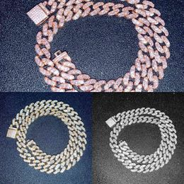Men's and Women's Yyy Zircon Cuban Mesh Necklace, Hip Hop Party Jewelry, 10 Mm Q0809