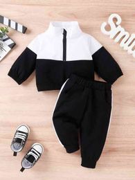 Baby Boy Colorblock Zip Front Sweatshirt & Sweatpants SHE