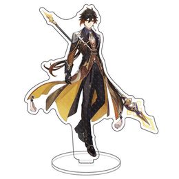 Game Genshin Impact Zhongli Mona Xinyan Cosplay Character Hero Theme Stand Model Plate Acrylic Figure Model Desk Decor Fans Gift Y0728