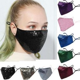 dhl 2023 hot Fashion BlingBling Sequin Paillette Designer Luxury Mask Washable Reusable Adult Masks Mascarillas Protective Adjustable Mask