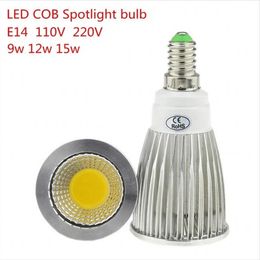 1X High Lumen E14 LED COB Spotlight 9W 12W 15W Dimmable AC110V 220V LED Spot Light Bulb Lighting Lamp Warm/Cool white