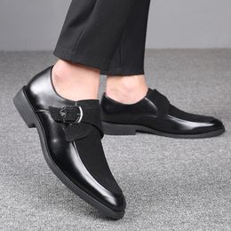 Big Size 38-48 Newest Leather Monk Strap Formal Loafers Italian Style Footwear With Buckles Male Leisure Dress Shoes