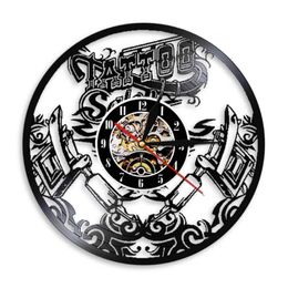 Wall Clocks Tattooing Design Record Clock Tattoo Studio Sign Silent Sweep Watch Garage Bar Pub Shop Decor Tattooist Gift