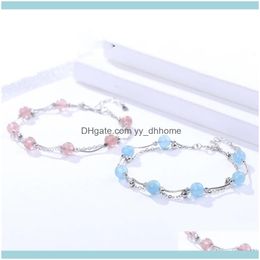 Link, Bracelets Jewelrylink, Chain S925 Charming Pink Stberry Stone Bracelet For Women Christmas Gift Joyas Wholesale Drop Delivery 2021 1Ow