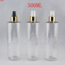 500ML Transparent Plastic Bottle With Gold Spray Pump , 500CC Makeup Water / Toner Sub-bottling Empty Cosmetic Containergoods