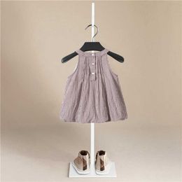 Gilrs Dress Cute Children Kids Baby Girls Ball Gown Dresses Clothes Child Summer Plaid Sleeveless Kid Garments Clothing 1-5Y Q0716