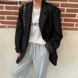 Mozuleva Chic Loose Amrygreen Women Blazer Spring Summer Single Breasted Female Suit Jacket Full Sleeve Oversize Outwear 211019