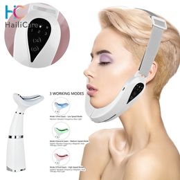 V-Face Shaping Massager Chin Lift Belt LED Pon Therapy Slimming Vibration Device Cellulite Jaw Lifting Machine 220216