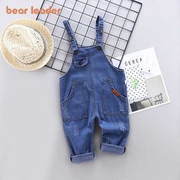 Bear Leader Summer Children Kids Little Girls Denim Overalls Boys Jeans Cotton Denim Baby Girl Jumpsuit Casual Loose Overalls 210708