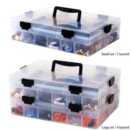 Transparent Multi-Layer Building Blocks Toys Large Capacity Hand Kids Storage Case Clear Plastic Organiser Dispensing Box 210922