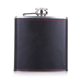 6oz Stainless Steel Leather Case Hip Flasks Wine Bottles Portable Small Whiskey Bottles for Men Xmas Gifts