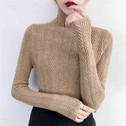 Underwear Woman Autumn and Winter sweater Slim Bottom Shirt Long Sleeve Tight Knitted Shirt Thickening 210918