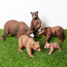 Simulation Wild Life Grizzly Bear Toy Figurines Set,Brown Bear Family Figures Woodland Bear Home Decor Collection Cake Toppers C0220